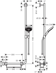 Bild von HANSGROHE Raindance Select S 120 EcoSmart 9 l/min / Unica Comfort Brausestange/Haltestange 1,10 m R Set,  26327000