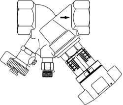 Bild von OVENTROP Strangregulierventil „Hydrocontrol VTR“ DN 25, mit 1 Messventil und 1 Kugelhahn, Rg, Art.Nr. : 1060308