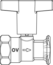 Bild von OVENTROP Pumpenkugelhahn „Optibal P“ mit Sperrventil, DN 32, Rp 1 1/4 x G 1 1/2, Ms, Art.Nr. : 1078173