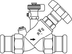 Bild von OVENTROP Freistromventil „Aquastrom F“ IG/IG Ø 42 mm, beids. Pressanschluss, mit Entl., Rg, Art.Nr. : 4201257