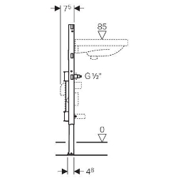 Picture of Geberit Duofix Element für Waschtisch, 82–98 cm, Standarmatur, mit einer Wasserzählerstrecke und einer Wasserstrecke mit Unterputzabsperrventil JRG LegioStop® und Anschluss-T-Stück, Art.Nr. : 111.574.00.1