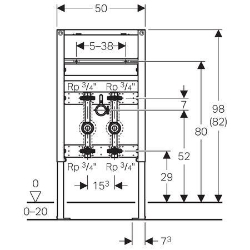 Picture of Geberit Duofix Element für Waschtisch, 82–98 cm, Standarmatur, mit zwei Wasserzählerstrecken, Unterputzabsperrventil JRG LegioStop® und Anschluss-T-Stück, Art.Nr. : 111.573.00.1