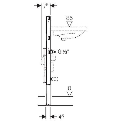 Picture of Geberit Duofix Element für Waschtisch, 82–98 cm, Standarmatur, mit zwei Wasserzählerstrecken, Unterputzabsperrventil JRG LegioStop® und Anschluss-T-Stück, Art.Nr. : 111.573.00.1