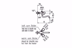 Bild von KWC STAR Küche chromeline A 185 Zweigriffmischer Schwenkauslauf 180° Strahlregler-Mundstück, Chromeline, 1/2"-3/4", Art.Nr. : K.11.44.22.000A98