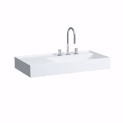 Bild von Laufen KARTELL BY LAUFEN - Waschtisch, Ablage links, mit verdecktem Ablauf, 900 x 460 x 120 000, weiss 1 Hahnloch/ohne Überlauf, Art.Nr. : H8103390001111