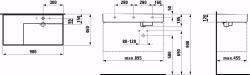 Bild von Laufen KARTELL BY LAUFEN - Waschtisch, Ablage links, mit verdecktem Ablauf, 900 x 460 x 120 000, weiss 1 Hahnloch/ohne Überlauf, Art.Nr. : H8103390001111