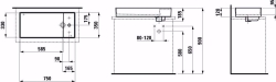 Bild von Laufen KARTELL BY LAUFEN - Waschtisch-Schale mit Armaturenbank, mit verdecktem Ablauf, 750 x 350 x 120 400, LCC-weissohne Hahnloch/ohne Überlauf, Art.Nr. : H8123324001121