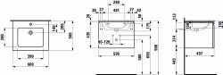 Picture of Laufen Pro S - Komplettset 600 mm, Waschtisch 'slim' mit Waschtischunterbau 'Pro' mit Schublade, 600 x 500 x 440, 423, wenge, 1 Hahnloch, Art.Nr. : H8609614231041