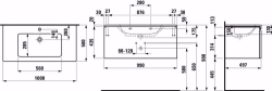 Picture of Laufen Pro S - Komplettset 1000 mm, Waschtisch 'slim' mit Waschtischunterbau 'Pro' mit Schublade und Innenschublade, inkl. Schubladen-Ordnungssystem, 1000 x 500 x 440, 479, eiche hell, 1 Hahnloch, Art.Nr. : H8609664791041