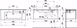 Picture of Laufen Pro S - Komplettset 1200 mm, Waschtisch 'slim' mit Waschtischunterbau 'Pro' mit Schublade und Innenschublade, inkl. Schubladen-Ordnungssystem, 1200 x 500 x 460, 463, weiss, 2 Hahnlöcher, Art.Nr. : H8609684631071