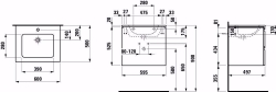 Bild von Laufen Pro S - Komplettset 600 mm, Waschtisch 'slim' mit Waschtischunterbau 'Pro' mit 2 Schubladen, inkl. Schubladen-Ordnungssystem, 600 x 500 x 545, 480, graphit, 1 Hahnloch, Art.Nr. : H8619614801041