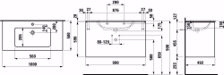 Picture of Laufen Pro S - Komplettset 1000 mm, Waschtisch 'slim' mit Waschtischunterbau 'Base' mit 2 Schubladen, inkl. Schubladen-Ordnungssystem, 1000 x 500 x 610, 260, weiss matt, 1 Hahnloch, Art.Nr. : H8649622601041