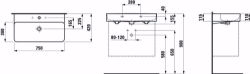 Picture of Laufen VAL - Waschtisch VAL 75X42 WEISS, 000 weiss, 3 Hahnlöcher, 750 x 420 x 115, Art.Nr. : H8102850001081