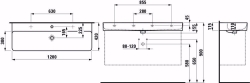 Picture of Laufen VAL - Doppelwaschtisch VAL 120X42 LCC WS, 400 LCC-weiss, 1 Hahnloch, 1200 x 408 x 155, Art.Nr. : H8102894001041