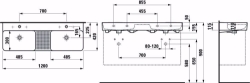 Bild von Laufen VAL - Doppelwaschtisch, mit Halbnasszone, 000 weiss, ohne Hahnloch, 1200 x 420 x 155, Art.Nr. : H8142820001091