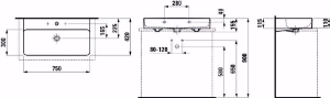 Bild von Laufen VAL - Aufsatz-Waschtisch, 400 LCC-weiss, 1 Hahnloch, 750 x 420 x 115, Art.Nr. : H8162854001041