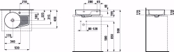 Bild von Laufen VAL - Aufsatz-Waschtisch, mit Halbnasszone bzw. Hahnlochbank, 400 LCC-weiss, ohne Hahnloch, 530 x 400 x 155, Art.Nr. : H8162884001091