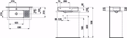 Bild von Laufen VAL - Aufsatz-Waschtisch 'compact', mit Halbnasszone rechts, 400 LCC-weiss, 1 Hahnloch, 600 x 310 x 155, Art.Nr. : H8172854001041