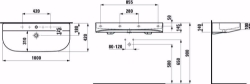 Picture of Laufen SONAR - Waschtisch SONAR 100X42 WS MATT, 757 weiss matt, 3 Hahnlöcher, 1000 x 420 x 145, Art.Nr. : H8103477571081