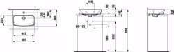 Bild von Laufen MODERNA R - Aufsatz-Handwaschbecken, 049 perga, 1 Hahnloch, 520 x 400 x 180, Art.Nr. : H8165420491041