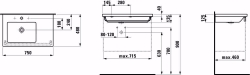 Bild von Laufen LIVING SQUARE - Möbelwaschtisch, Ablage rechts, 000 weiss, 1 Hahnloch, 750 x 480 x 130, Art.Nr. : H8174380001041