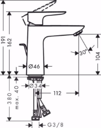 Picture of Hansgrohe Talis E Einhebel-Waschtischmischer 110 mit Zugstangen-Ablaufgarnitur, Mattschwarz , Art.Nr. : 71710670