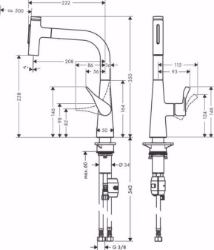 Picture of Hansgrohe Metris Select M71 Einhebel-Küchenmischer 240, Ausziehbrause, 2jet, edelstahl finish , Art.Nr. : 73822800