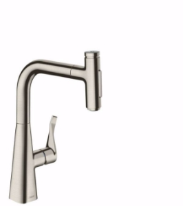 Bild von Hansgrohe Metris Select M71 Einhebel-Küchenmischer 240, Ausziehbrause, 2jet, sBox, edelstahl finish , Art.Nr. : 73817800