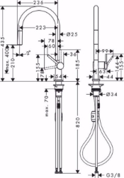 Bild von Hansgrohe Talis M54 Einhebel-Küchenmischer 210, Ausziehauslauf, 1jet, chrom , Art.Nr. : 72802000