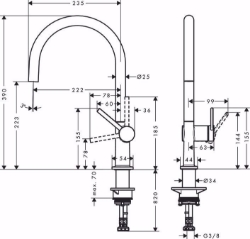 Bild von Hansgrohe Talis M54 Einhebel-Küchenmischer 220, 1jet, edelstahl finish , Art.Nr. : 72804800