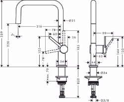 Bild von Hansgrohe Talis M54 Einhebel-Küchenmischer U 220, 1jet, edelstahl finish , Art.Nr. : 72806800