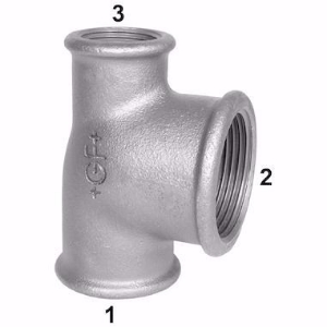 Picture of +GF+ 130 T-Stück, Abzweig reduziert oder vergrössert, Durchgang reduziert, ISO/EN B1, Dim. (1-2-3): 11/2" ‑ 11/2" ‑ 1/2", Art.Nr.: 770130173
