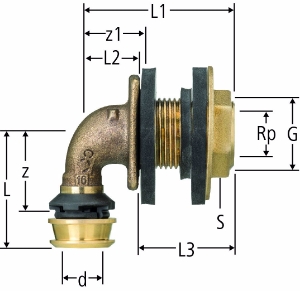 Bild von Nussbaum  84279 Optiflex-Flowpress-Wanddurchführungswinkel, Grösse: 20 x ½ x 55, Art.Nr. 84279.23