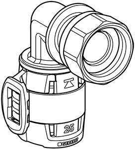 Bild von Geberit FlowFit Übergangsbogen 90° mit Überwurfmutter d16mm 1/2", Art.Nr. :620.686.00.1