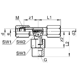 Bild von SERTO T-Verschraubungen SERTO SO 53221 mit Übergangsmuffe, Edelstahl rostfrei Grösse: 8‑ 3/8‑ 8, Art.Nr. :  058.3201.180