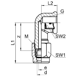 Bild von SERTO Winkel-Aufschraubverschraubungen SERTO SO 42521 mit Innengewinde, M-Programm, Messing Grösse: 8 ‑ 1/4, Art.Nr. :  018.2501.170