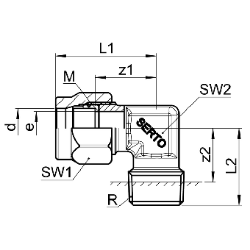 Bild von SERTO Winkel-Einschraubverschraubungen SERTO SO 42421 mit Aussengewinde, M-Programm, Messing Grösse: 4 ‑ 1/8, Art.Nr. :  018.2401.060