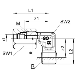 Bild von SERTO Winkel-Einschraubverschraubungen SERTO SO 52421 mit Aussengewinde, Edelstahl rostfrei Grösse: 6.35‑ 1/4, Art.Nr. :  058.2401.140