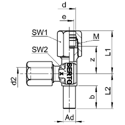 Picture of SERTO T-Verschraubungen SERTO SO 53621 mit Einstellzapfen, Edelstahl rostfrei Grösse: A 6‑ 4‑ 4, Art.Nr. :  058.3610.045