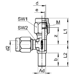 Bild von SERTO Verschraubungen SERTO SO 43621 einstellbar, M-Programm, Messing Grösse: A 8 ‑ 6 ‑ 6, Art.Nr. :  018.3610.063