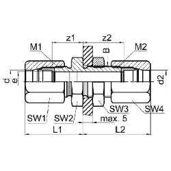 Bild von SERTO Schottverschraubungen SERTO SO 51521 gerade, reduziert, Edelstahl rostfrei, Durchführungslänge max. 5 mm Grösse: 8‑ 6, Art.Nr. :  058.1504.140