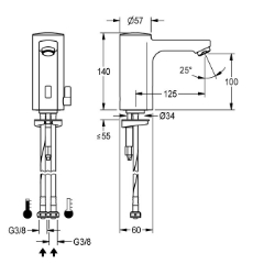 Picture of KWC F5E-Mix F5EM1007 Elektronik-Standbatterie mit Rückflussverhinderer:ja, Berechnungsdurchfluss Trinkwasser:0.07 l/s, Berechnungsdurchfluss Warmwasser:0.07 l/s, Art.Nr. : 2030039427