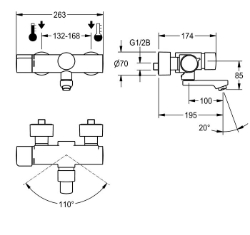 Bild von KWC F5S-Therm F5ST1002 Selbstschluss-Thermostatarmatur mit Rückflussverhinderer:ja, Berechnungsdurchfluss Trinkwasser:0.07 l/s, Berechnungsdurchfluss Warmwasser:0.07 l/s, Art.Nr. : 2030032963