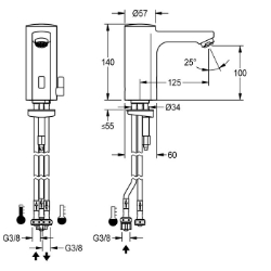 Picture of KWC F5E-Mix F5EM1005 Elektronik-Standbatterie mit Rückflussverhinderer:ja, Berechnungsdurchfluss Trinkwasser:0.08 l/s, A3000 open-kompatibel:nein, Art.Nr. : 2030031350