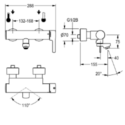 Bild von KWC F5L-Therm F5LT1004 Thermostat-Wandbatterie mit Rückflussverhinderer:ja, Drucklos:nein, mit Filter:ja, Art.Nr. : 2030066483