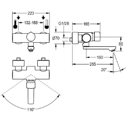 Bild von KWC F5S-Mix F5SM1010 Selbstschluss-Wandbatterie mit Rückflussverhinderer:ja, Berechnungsdurchfluss Trinkwasser:0.07 l/s, Berechnungsdurchfluss Warmwasser:0.07 l/s, Art.Nr. : 2030040317