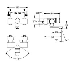 Bild von KWC F5S-Mix F5SM1009 Selbstschluss-Wandbatterie mit Rückflussverhinderer:ja, Berechnungsdurchfluss Trinkwasser:0.07 l/s, Berechnungsdurchfluss Warmwasser:0.07 l/s, Art.Nr. : 2030040316