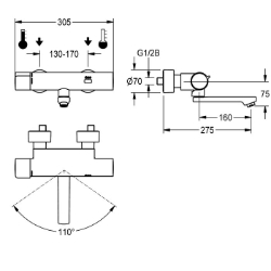 Bild von KWC F5E-Therm F5ET1018 Elektronik-Thermostatbatterie mit Rückflussverhinderer:ja, Berechnungsdurchfluss Trinkwasser:0.07 l/s, Berechnungsdurchfluss Warmwasser:0.07 l/s, Art.Nr. : 2030039529