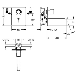 Bild von KWC F5E-Therm F5ET1015 Elektronik-Thermostatbatterie mit Rückflussverhinderer:ja, Ausführung Einbauarmatur:F-Set, Berechnungsdurchfluss Trinkwasser:0.07 l/s, Art.Nr. : 2030038683