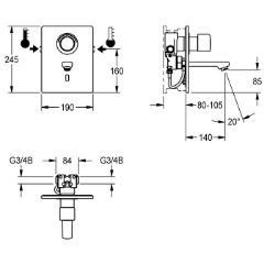 Picture of KWC F5E-Therm F5ET1013 Elektronik-Thermostatbatterie mit Rückflussverhinderer:ja, Ausführung Einbauarmatur:F-Set, Berechnungsdurchfluss Trinkwasser:0.07 l/s, Art.Nr. : 2030038681